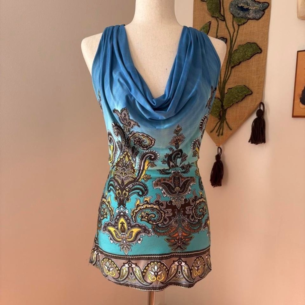 Cowl Neck Paisley Top